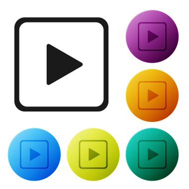 Beyaz arkaplanda izole edilmiş kare simgesinde Siyah Oyun. Renkli daire düğmelerini ayarlayın. Vektör İllüstrasyonu