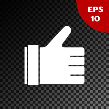 Beyaz El, şeffaf koyu arkaplanda izole edilmiş bir simge gibidir. Vektör İllüstrasyonu