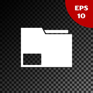 Beyaz Belge klasör simgesi şeffaf koyu arka planda yalıtılmış. Muhasebe bağlayıcı sembolü. Defter tutma yönetimi. Vektör Illustration