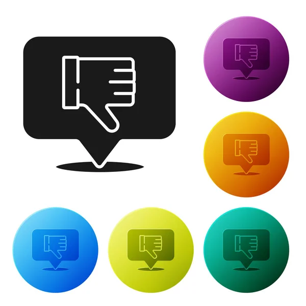 Black Dislike in speech bubble icon isolated on white background. Set icons colorful circle buttons. Vector Illustration — 스톡 벡터