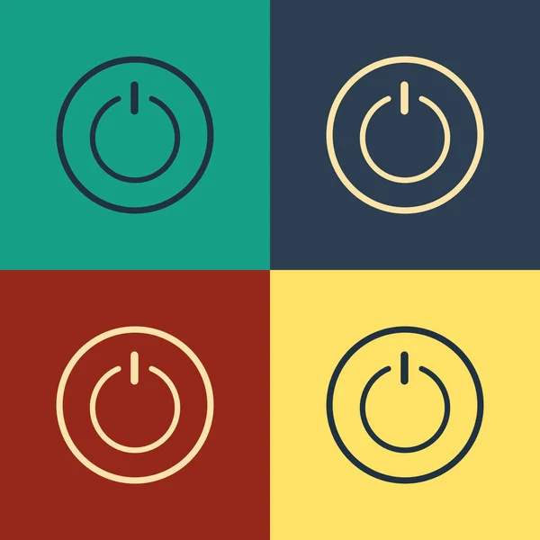 Color Power button icon isolated on color background. Start sign. Vintage style drawing. Vector Illustration — 스톡 벡터