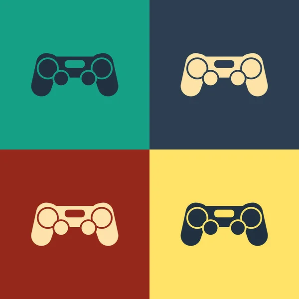 Icône Gamepad couleur isolée sur fond couleur. Contrôleur de jeu. Dessin style vintage. Illustration vectorielle — Image vectorielle