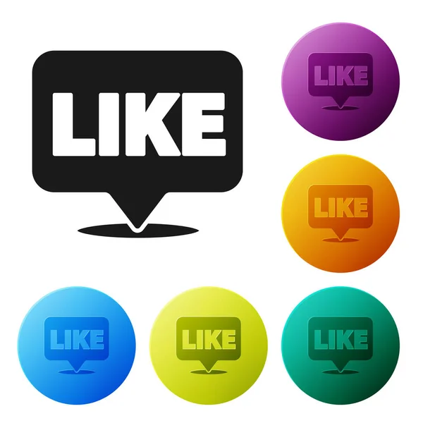 Black Like in speech bubble icon isolated on white background. Counter Notification Icon. Follower Insta. Set icons colorful circle buttons. Vector Illustration — 스톡 벡터