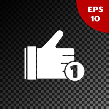 Beyaz El, şeffaf koyu arkaplanda izole edilmiş bir simge gibidir. Vektör İllüstrasyonu