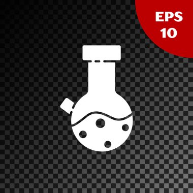 Beyaz test tüpü ve kimyasal test ikonu şeffaf koyu arkaplanda izole edilmiş. Laboratuvar cam levhası. Vektör İllüstrasyonu