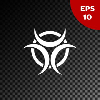 Beyaz Biyolojik Tehlike sembolü simgesi şeffaf karanlık arkaplanda izole edildi. Vektör İllüstrasyonu