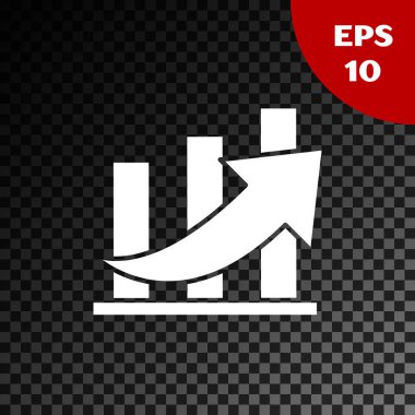 Beyaz Finansal büyüme ve madeni para simgesi saydam karanlık arka planda izole edilmiş. Gelirleri arttırıyorum. Vektör İllüstrasyonu