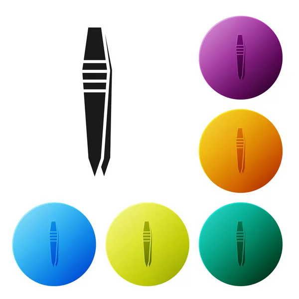Brucelles noires icône isolée sur fond blanc. Définir des icônes boutons de cercle colorés. Illustration vectorielle — Image vectorielle