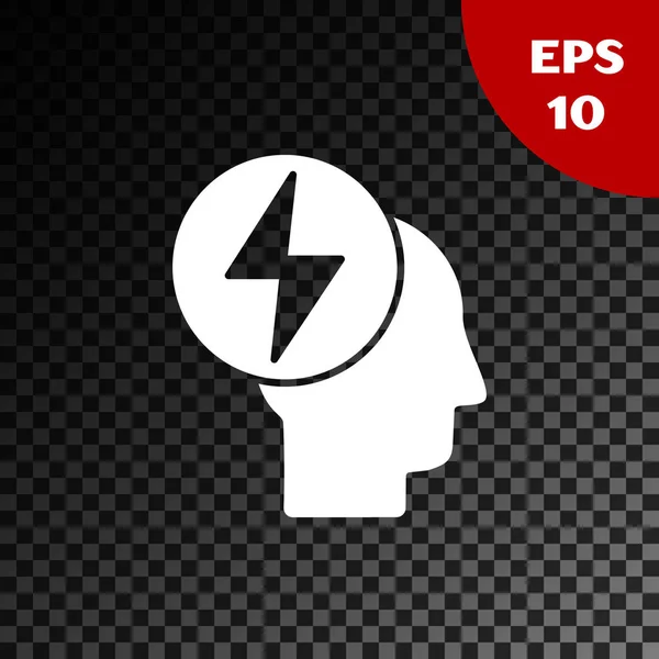 White Head and electric symbol icon isolated on transparent dark