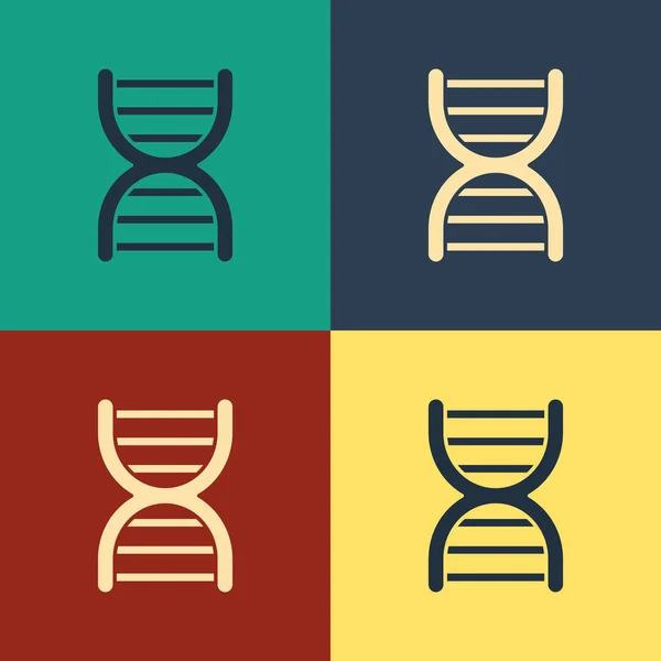 Icona simbolo DNA colore isolato su sfondo colore. Disegno in stile vintage. Illustrazione vettoriale — Vettoriale Stock