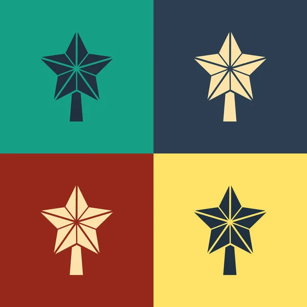 Color Icono estrella de Navidad aislado en el fondo de color. Feliz Navidad y Feliz Año Nuevo. Dibujo de estilo vintage. Ilustración vectorial — Vector de stock