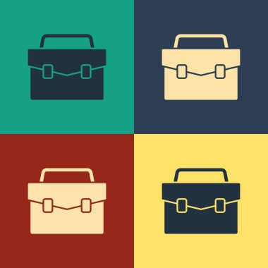 Renk Evrak Çantası simgesi renk arka planda yalıtılmış. İş davası işareti. İş portföyü. Vintage tarzı çizim. Vektör İllüstrasyonu
