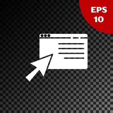 Ekran simgesindeki White Online alışverişi şeffaf koyu arkaplanda izole edildi. Konsept e-ticaret, e-ticaret, online iş pazarlama. Vektör İllüstrasyonu