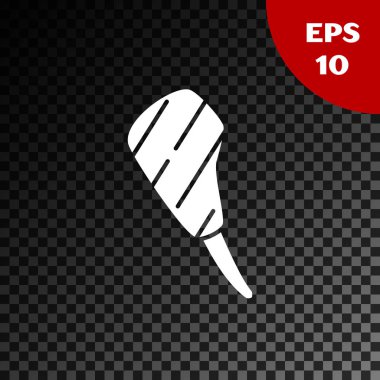 Beyaz kaburga bifteği ikonu, şeffaf koyu arka planda izole edilmiş. Biftek baltası. Bir parça et. Vektör İllüstrasyonu