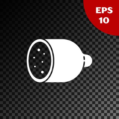 Beyaz Salam sosis simgesi şeffaf koyu arka plan üzerinde izole. Et şarküteri ürünü. Vektör İllüstrasyonu