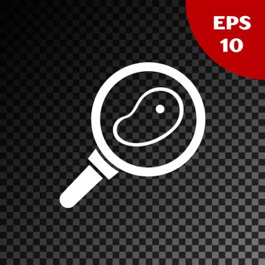 Kızartma tavasında beyaz biftek, şeffaf koyu arka planda izole edilmiş. Vektör İllüstrasyonu