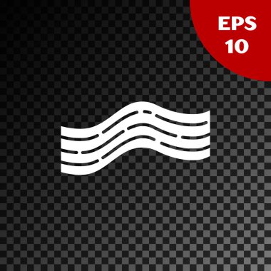 Beyaz pastırma çizgili simge, şeffaf koyu arkaplanda izole edilmiş. Vektör İllüstrasyonu