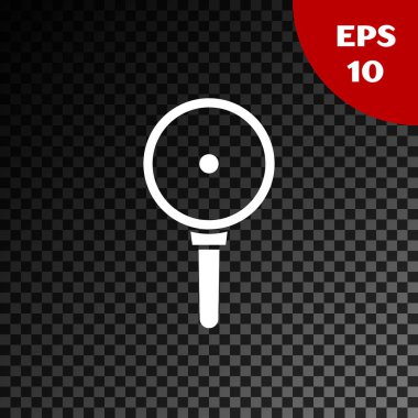 Beyaz kızartma tavası simgesi şeffaf koyu arkaplanda izole edildi. Kızartma veya kızartma gıda sembolü. Vektör İllüstrasyonu