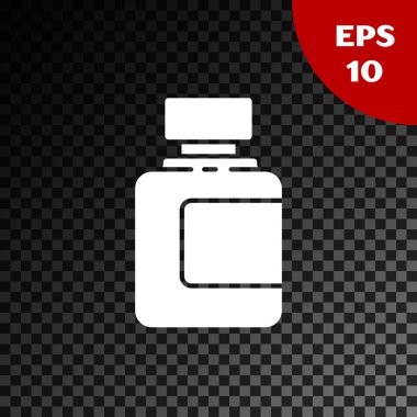 Beyaz sos şişe simgesi şeffaf koyu arka planda izole. Ketçap, hardal ve mayonez şişeleri ile hızlı yemek için sos. Vektör Illustration