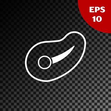 Şeffaf koyu arkaplanda beyaz biftek ikonu var. Vektör İllüstrasyonu