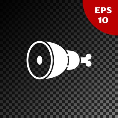 Beyaz tavuk bacak simgesi şeffaf koyu arka planda izole. Tavuk sopası. Vektör Illustration