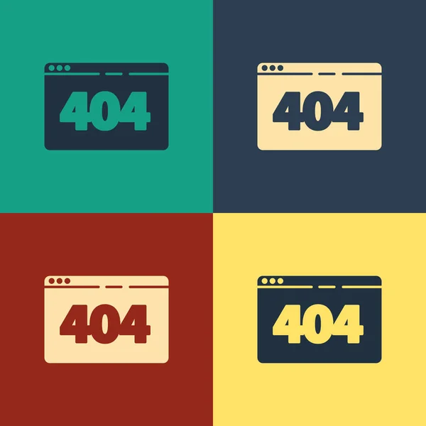 Página de color con un icono de error 404 aislado en el fondo de color. Plantilla informa que la página no se encuentra. Dibujo de estilo vintage. Ilustración vectorial — Vector de stock