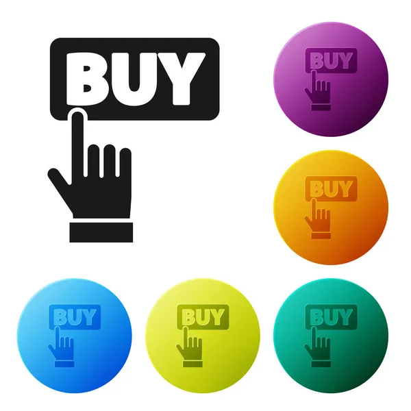 Black Buy button icon isolated on white background. Set icons colorful circle buttons. Vector Illustration — Stock Vector