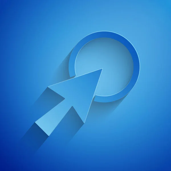 Řez papíru Ikona kurzoru šipky izolovaná na modrém pozadí. Papírový styl. Vektorová ilustrace — Stockový vektor