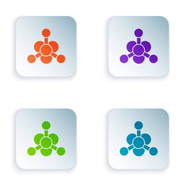 Beyaz arkaplanda izole edilmiş renk bakteri simgesi. Bakteriler ve mikroorganizmalar, sebep olan mikroorganizma hastalıkları, hücre kanseri, mikrop, virüs, mantar. Kare düğmelere simgeleri yerleştir. Vektör İllüstrasyonu