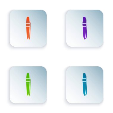 Beyaz arkaplanda izole edilmiş renkli cımbız simgesi. Kare düğmelere simgeleri yerleştir. Vektör İllüstrasyonu