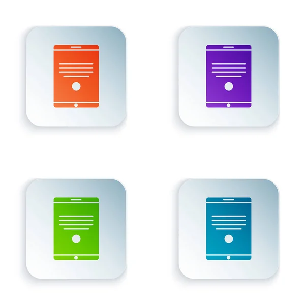 Cor ícone Tablet isolado no fundo branco. Definir ícones em botões quadrados. Ilustração vetorial — Vetor de Stock