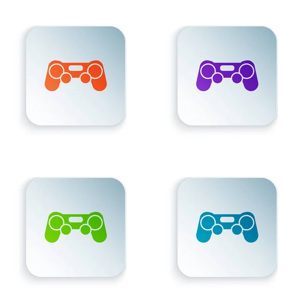 Farb-Gamepad-Symbol isoliert auf weißem Hintergrund. Spielkontrolle. setzen Sie Symbole in quadratischen Tasten. Vektorillustration — Stockvektor