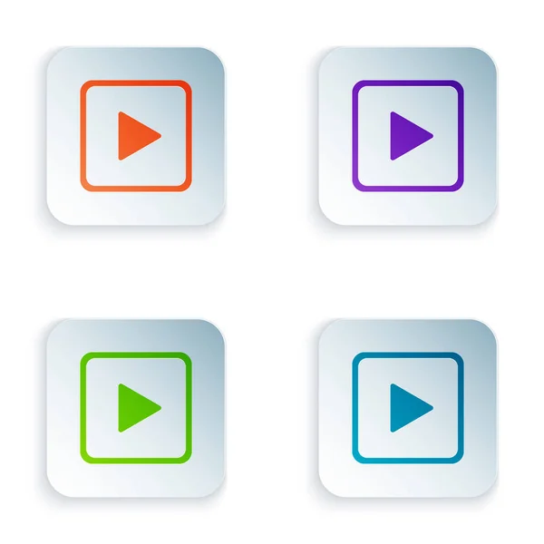 Color Play in square icon isolated on white background. Set icons in square buttons. Vector Illustration — Stock Vector