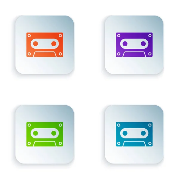 Color Icono de cinta de audio retro aislado sobre fondo blanco. Establecer iconos en botones cuadrados. Ilustración vectorial — Archivo Imágenes Vectoriales