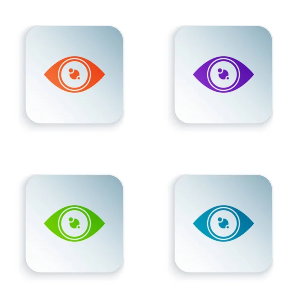 Ikona Barva Oko izolované na bílém pozadí. Nastavit ikony v hranatých tlačítcích. Vektorová ilustrace — Stockový vektor
