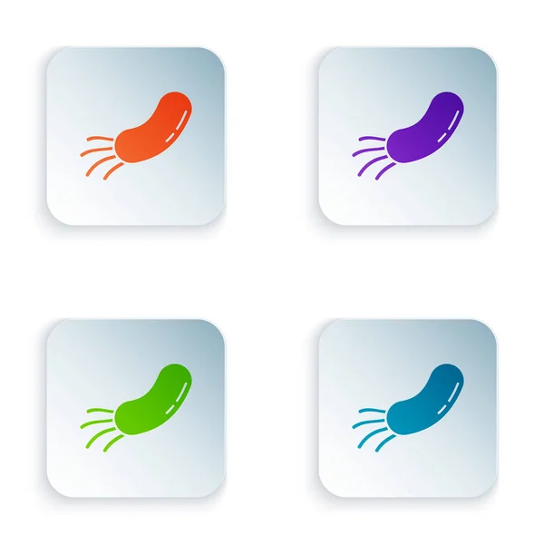 Color Bacteria icon isolated on white background. Bacteria and germs, microorganism disease causing, cell cancer, microbe, virus, fungi. Set icons in square buttons. Vector Illustration — Stock Vector