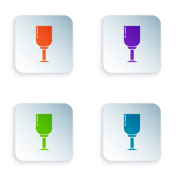 Color Icono de copa de vino aislado sobre fondo blanco. Icono de vino. Símbolo de copa. Señal de cristalería. Establecer iconos en botones cuadrados. Ilustración vectorial — Archivo Imágenes Vectoriales
