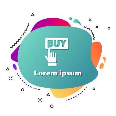 Beyaz Satın Alma simgesi beyaz arkaplanda izole edildi. Sıvı şekilli soyut pankart. Vektör İllüstrasyonu