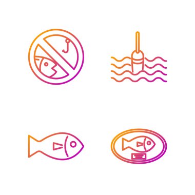 Tahtada Fish kupası asılı, Balık, Balık ve Balıkçılık yok. Renk simgeleri. Vektör