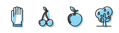 Apple, Garden eldivenleri, armut ikonlu Kiraz ve Ağaç. Vektör