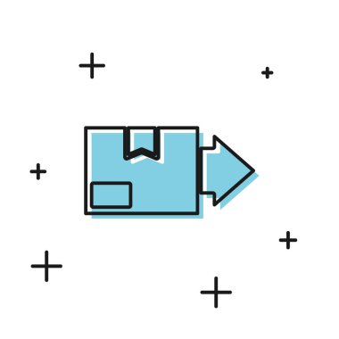 Beyaz arkaplanda siyah karton kutu simgesi izole edildi. Kutu, paket, paket işareti. Teslimat ve ambalaj. Vektör İllüstrasyonu