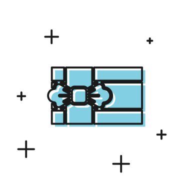 Siyah Hediye kutusu simgesi beyaz arka planda yalıtılmış. Vektör İllüstrasyonu