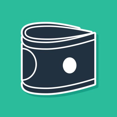 Mavi yığınları kağıt para nakit simgesi yeşil arka planda izole. Para banknotlar yığınları. Fatura para birimi. Vektör Illustration