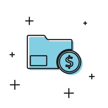 Beyaz arka planda izole sikke dolar sembolü simgesi ile Siyah Zarf. Maaş artışı, maaş bordrosu, tazminat geliri. Vektör İllüstrasyonu