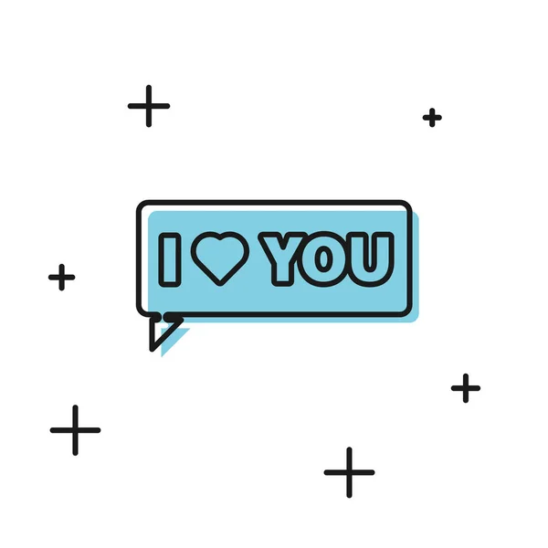 Black Speech bubble with text I love you icon isolated on white background. Valentines day. Vector Illustration — 스톡 벡터