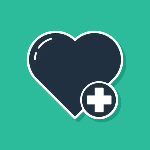 Blue Heart icoon geïsoleerd op groene achtergrond. Romantisch symbool gekoppeld, meedoen, passie en bruiloft. Valentijnsdag symbool. Vector Illustratie — Stockvector