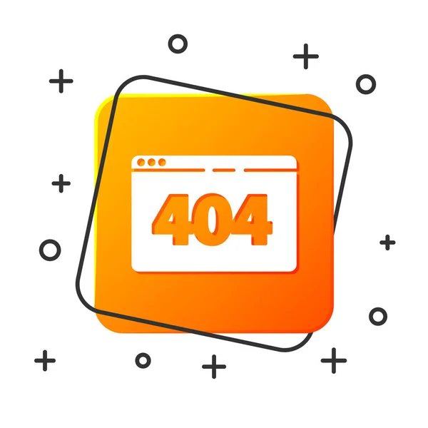 Beyaz arkaplanda 404 hata simgesine sahip Beyaz Sayfa. Şablon sayfanın bulunmadığını bildiriyor. Turuncu kare düğme. Vektör İllüstrasyonu — Stok Vektör