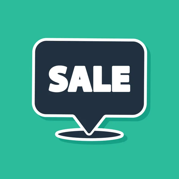 Blue Hanging sign with text Sale icon isolated on green background. Signboard with text Sale. Vector Illustration — ストックベクタ