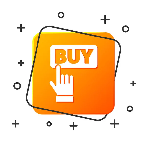 White Buy button icon isolated on white background. Orange square button. Vector Illustration — Stock Vector