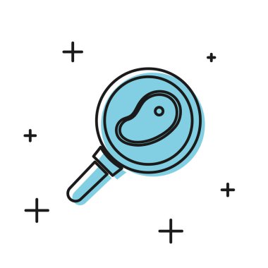 Kızartma tavasında siyah biftek, beyaz arka planda izole edilmiş. Vektör İllüstrasyonu